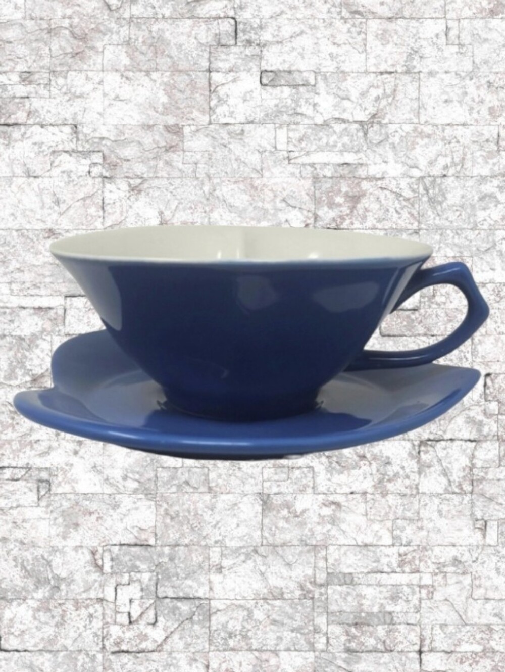 VINTAGE 1980's MARY KAY CONSULTANT GIFT HEART SHAPED TEA CUP & SAUCER - BLUE